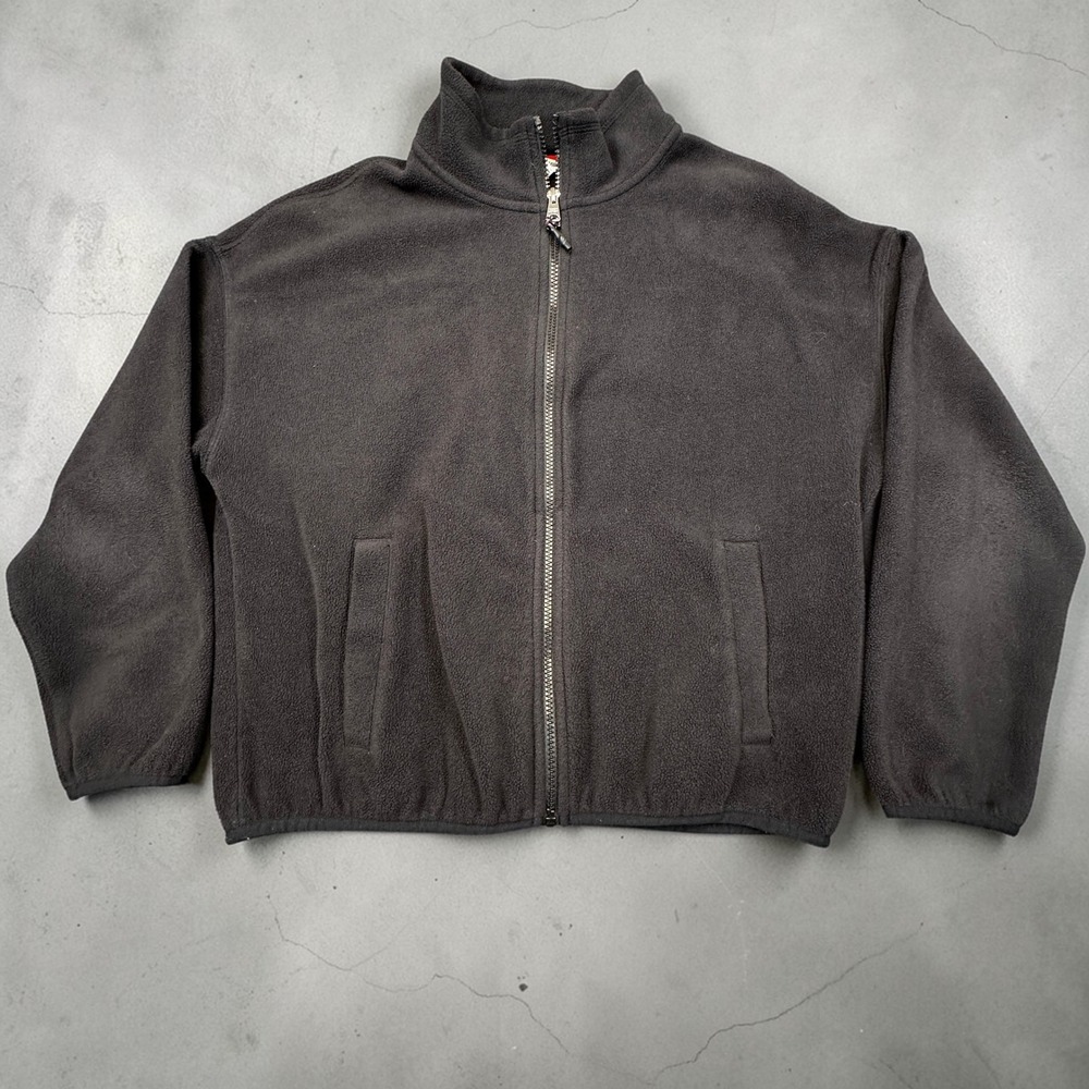 Tommy Hilfiger Sport Fleece Jacket Mens Small Black Full Zip Oversized Boxy Crop